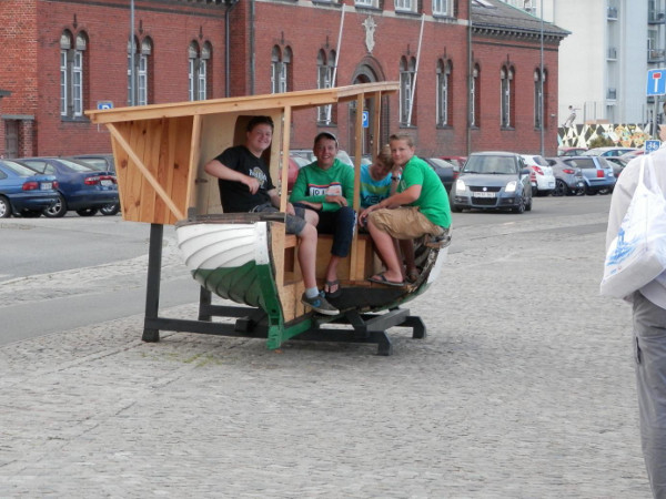Die originelle Sitzgelegenheit in Svendborg wurde sofort in Beschlag genommen.